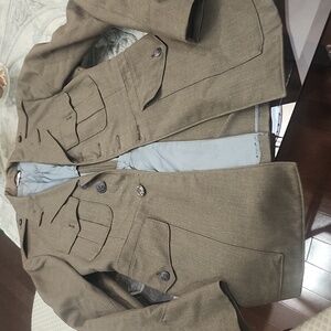 Mens Military Army Green Vintage Wool Coat Small